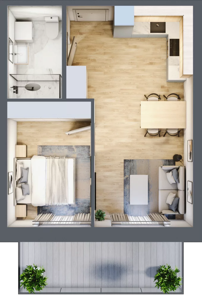 2 pokoje, mieszkanie 35,55 m², piętro 2, oferta nr A.222, Perłowa Przystań Kołobrzeg Etap 2, Kołobrzeg, Osiedle Nr 7 Ogrody, Strefa Uzdrowiska, ul. Kołłątaja