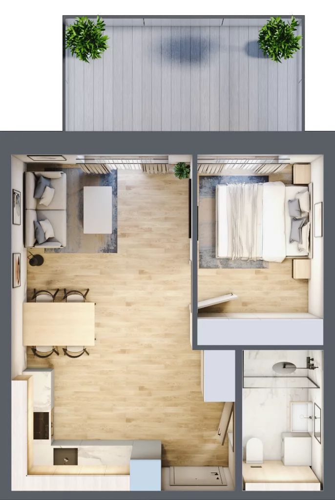 2 pokoje, mieszkanie 39,51 m², parter, oferta nr A.005, Perłowa Przystań Kołobrzeg Etap 2, Kołobrzeg, Osiedle Nr 7 Ogrody, Strefa Uzdrowiska, ul. Kołłątaja