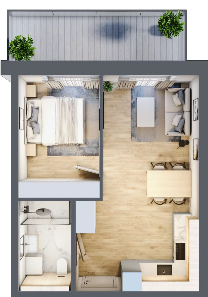2 pokoje, mieszkanie 35,55 m², piętro 2, oferta nr A.210, Perłowa Przystań Kołobrzeg Etap 2, Kołobrzeg, Osiedle Nr 7 Ogrody, Strefa Uzdrowiska, ul. Kołłątaja