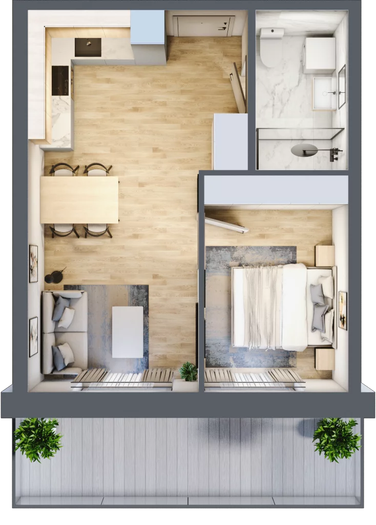 2 pokoje, mieszkanie 39,05 m², piętro 1, oferta nr A.123, Perłowa Przystań Kołobrzeg Etap 2, Kołobrzeg, Osiedle Nr 7 Ogrody, Strefa Uzdrowiska, ul. Kołłątaja
