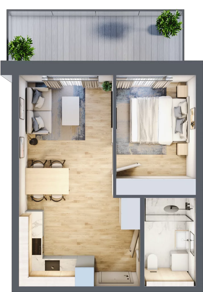 2 pokoje, mieszkanie 35,55 m², piętro 2, oferta nr A.212, Perłowa Przystań Kołobrzeg Etap 2, Kołobrzeg, Osiedle Nr 7 Ogrody, Strefa Uzdrowiska, ul. Kołłątaja