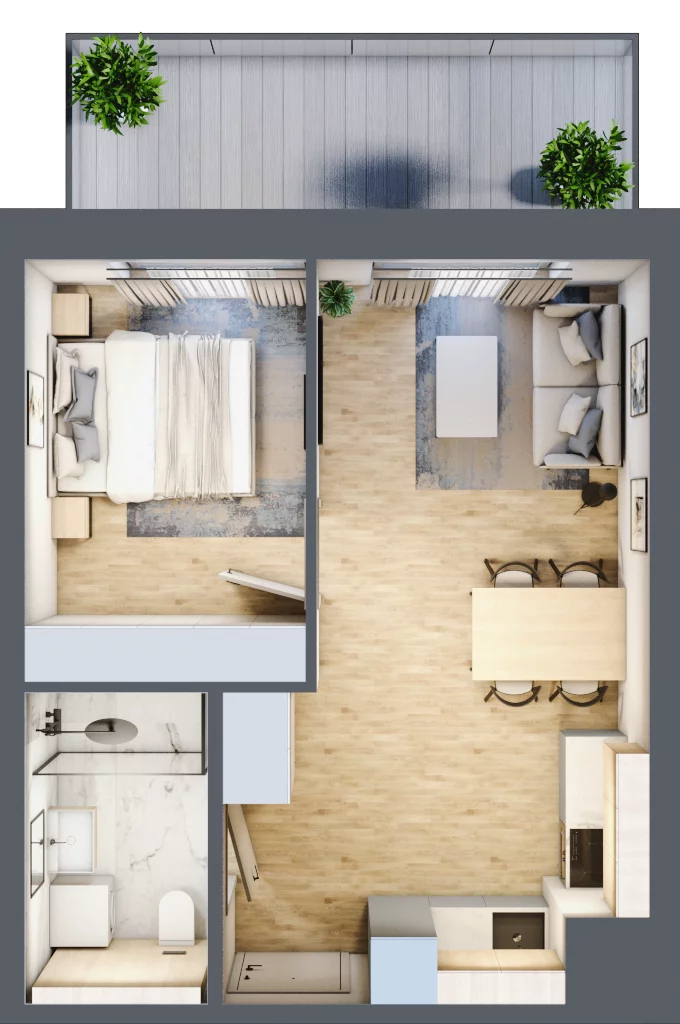 2 pokoje, mieszkanie 35,04 m², piętro 3, oferta nr A.313, Perłowa Przystań Kołobrzeg Etap 2, Kołobrzeg, Osiedle Nr 7 Ogrody, Strefa Uzdrowiska, ul. Kołłątaja