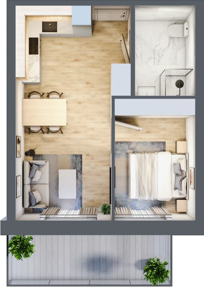 2 pokoje, mieszkanie 35,57 m², parter, oferta nr A.017, Perłowa Przystań Kołobrzeg Etap 2, Kołobrzeg, Osiedle Nr 7 Ogrody, Strefa Uzdrowiska, ul. Kołłątaja