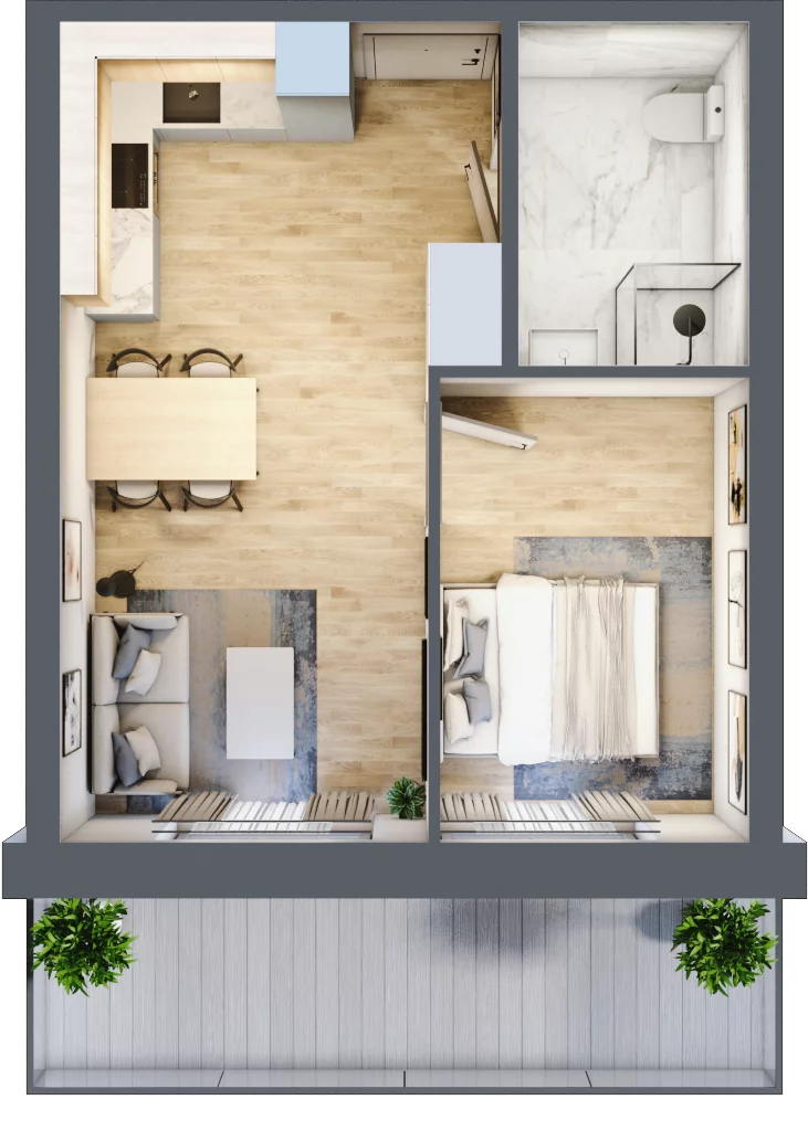 2 pokoje, mieszkanie 35,57 m², piętro 1, oferta nr A.117, Perłowa Przystań Kołobrzeg Etap 2, Kołobrzeg, Osiedle Nr 7 Ogrody, Strefa Uzdrowiska, ul. Kołłątaja
