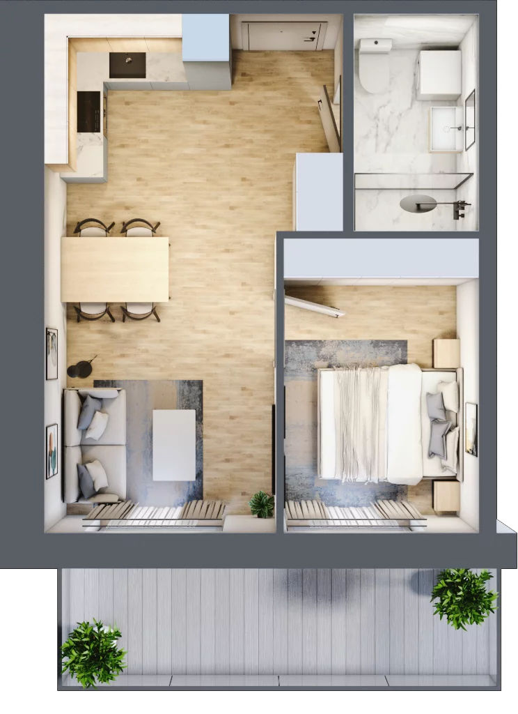 2 pokoje, mieszkanie 35,55 m², piętro 1, oferta nr A.102, Perłowa Przystań Kołobrzeg Etap 2, Kołobrzeg, Osiedle Nr 7 Ogrody, Strefa Uzdrowiska, ul. Kołłątaja