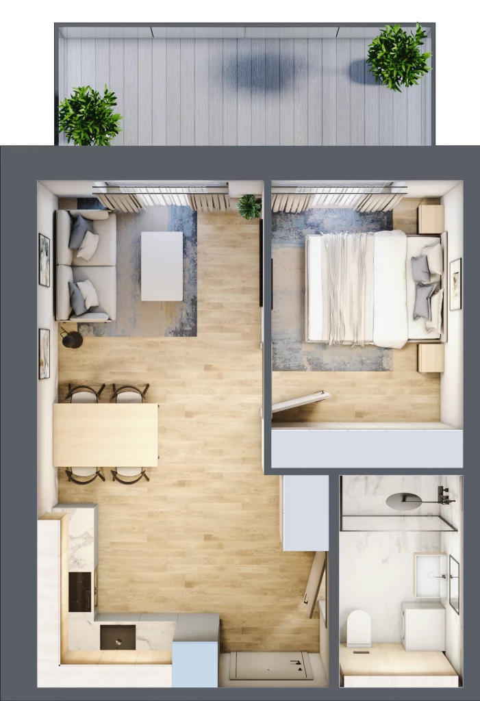 2 pokoje, mieszkanie 35,55 m², piętro 3, oferta nr A.309, Perłowa Przystań Kołobrzeg Etap 2, Kołobrzeg, Osiedle Nr 7 Ogrody, Strefa Uzdrowiska, ul. Kołłątaja