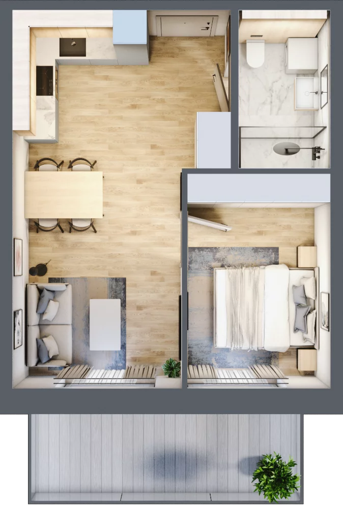 2 pokoje, mieszkanie 36,70 m², piętro 3, oferta nr A.317, Perłowa Przystań Kołobrzeg Etap 2, Kołobrzeg, Osiedle Nr 7 Ogrody, Strefa Uzdrowiska, ul. Kołłątaja