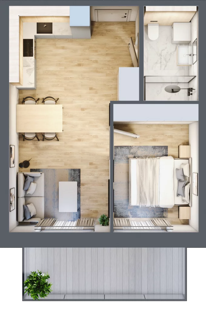 2 pokoje, mieszkanie 39,05 m², piętro 3, oferta nr A.323, Perłowa Przystań Kołobrzeg Etap 2, Kołobrzeg, Osiedle Nr 7 Ogrody, Strefa Uzdrowiska, ul. Kołłątaja