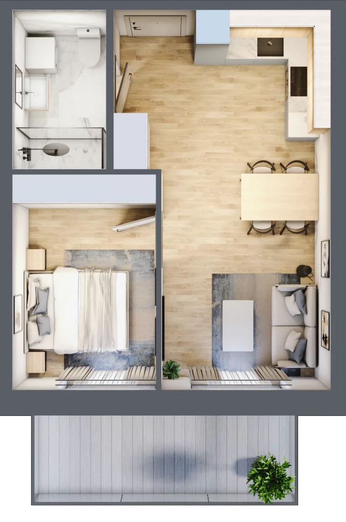 2 pokoje, apartament 35,55 m², parter, oferta nr A.001, Perłowa Przystań Kołobrzeg Etap 2, Kołobrzeg, Osiedle Nr 7 Ogrody, Strefa Uzdrowiska, ul. Kołłątaja