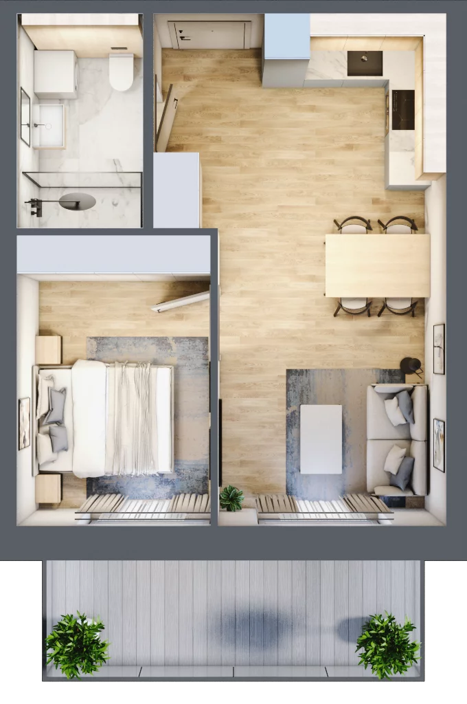 2 pokoje, mieszkanie 35,55 m², piętro 4, oferta nr A.420, Perłowa Przystań Kołobrzeg Etap 2, Kołobrzeg, Osiedle Nr 7 Ogrody, Strefa Uzdrowiska, ul. Kołłątaja