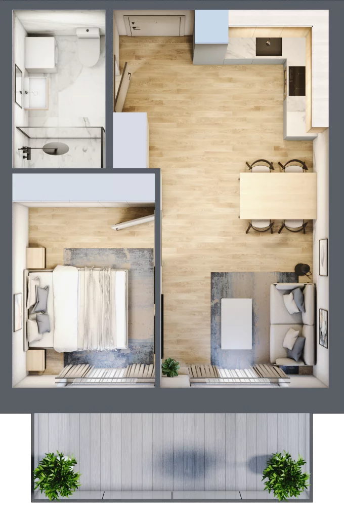 2 pokoje, mieszkanie 35,55 m², parter, oferta nr A.018, Perłowa Przystań Kołobrzeg Etap 2, Kołobrzeg, Osiedle Nr 7 Ogrody, Strefa Uzdrowiska, ul. Kołłątaja