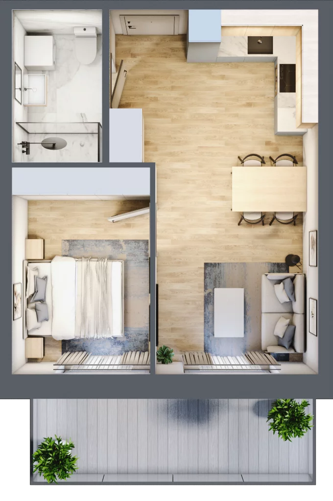 2 pokoje, mieszkanie 35,55 m², parter, oferta nr A.020, Perłowa Przystań Kołobrzeg Etap 2, Kołobrzeg, Osiedle Nr 7 Ogrody, Strefa Uzdrowiska, ul. Kołłątaja
