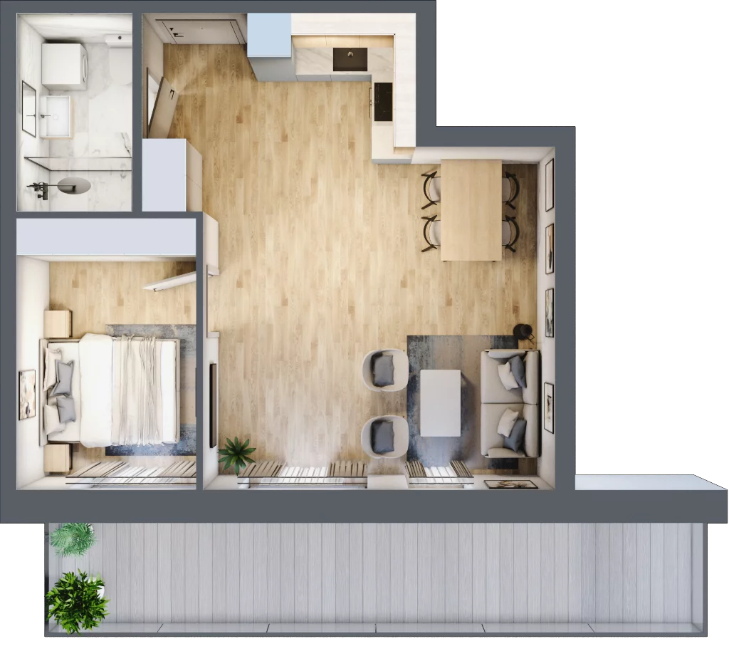 2 pokoje, apartament 44,69 m², piętro 1, oferta nr A.101, Perłowa Przystań Kołobrzeg Etap 2, Kołobrzeg, Osiedle Nr 7 Ogrody, Strefa Uzdrowiska, ul. Kołłątaja