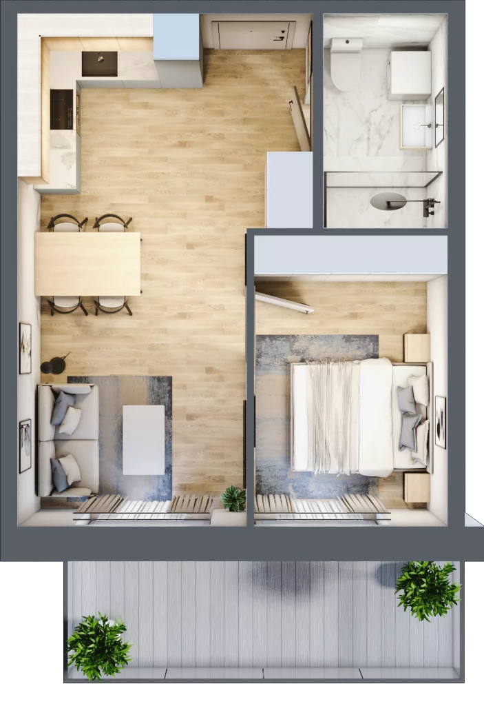 2 pokoje, mieszkanie 35,55 m², parter, oferta nr A.023, Perłowa Przystań Kołobrzeg Etap 2, Kołobrzeg, Osiedle Nr 7 Ogrody, Strefa Uzdrowiska, ul. Kołłątaja