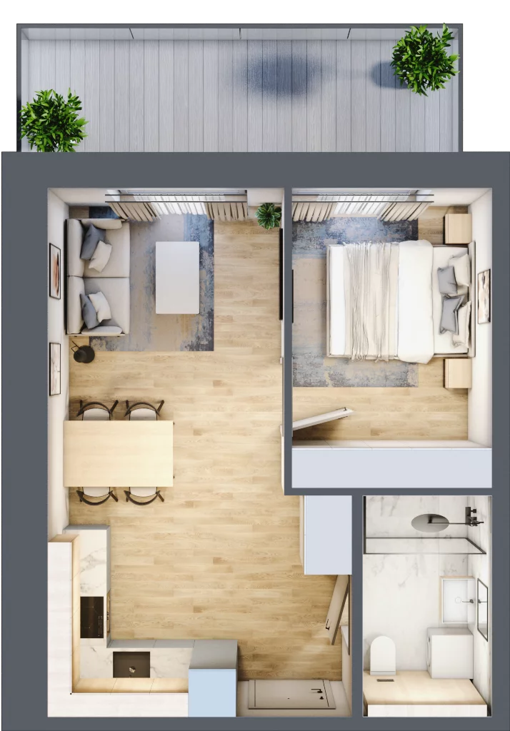 2 pokoje, mieszkanie 35,55 m², piętro 2, oferta nr A.209, Perłowa Przystań Kołobrzeg Etap 2, Kołobrzeg, Osiedle Nr 7 Ogrody, Strefa Uzdrowiska, ul. Kołłątaja