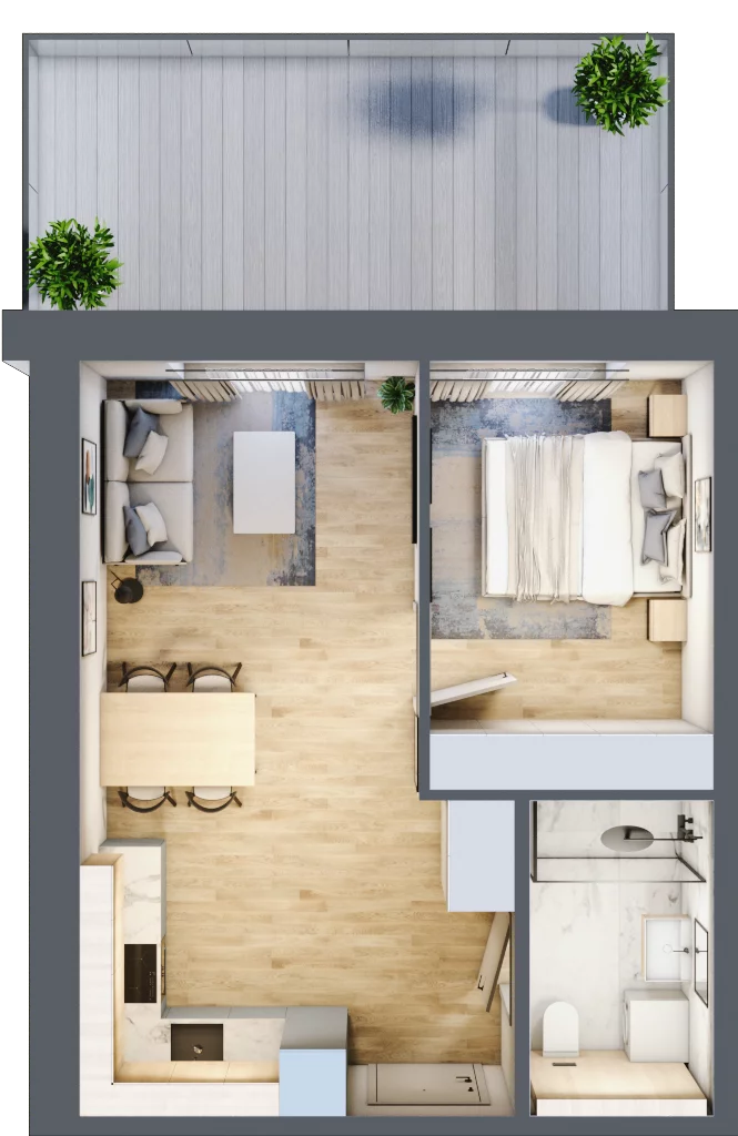 2 pokoje, mieszkanie 35,55 m², parter, oferta nr A.009, Perłowa Przystań Kołobrzeg Etap 2, Kołobrzeg, Osiedle Nr 7 Ogrody, Strefa Uzdrowiska, ul. Kołłątaja