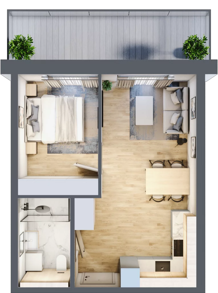 2 pokoje, mieszkanie 35,55 m², parter, oferta nr A.004, Perłowa Przystań Kołobrzeg Etap 2, Kołobrzeg, Osiedle Nr 7 Ogrody, Strefa Uzdrowiska, ul. Kołłątaja