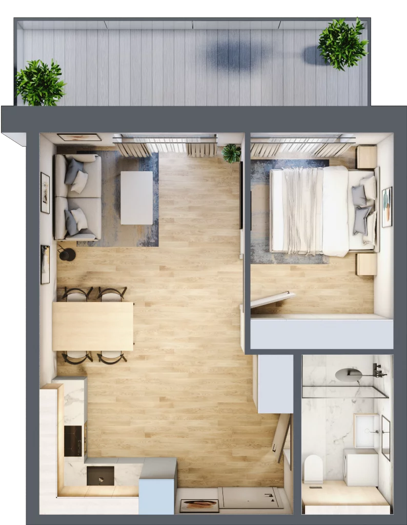 2 pokoje, mieszkanie 39,51 m², piętro 1, oferta nr A.105, Perłowa Przystań Kołobrzeg Etap 2, Kołobrzeg, Osiedle Nr 7 Ogrody, Strefa Uzdrowiska, ul. Kołłątaja