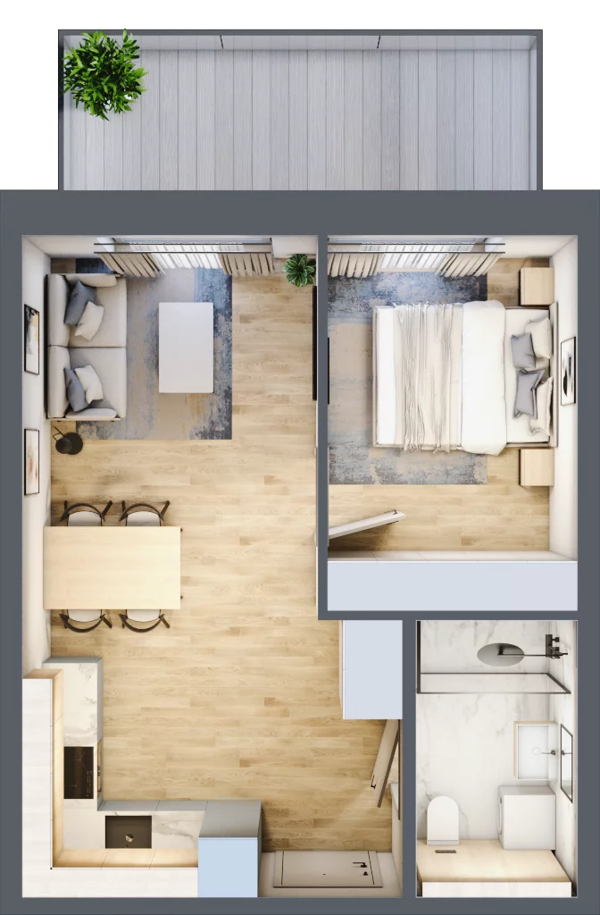2 pokoje, mieszkanie 35,55 m², piętro 3, oferta nr A.307, Perłowa Przystań Kołobrzeg Etap 2, Kołobrzeg, Osiedle Nr 7 Ogrody, Strefa Uzdrowiska, ul. Kołłątaja