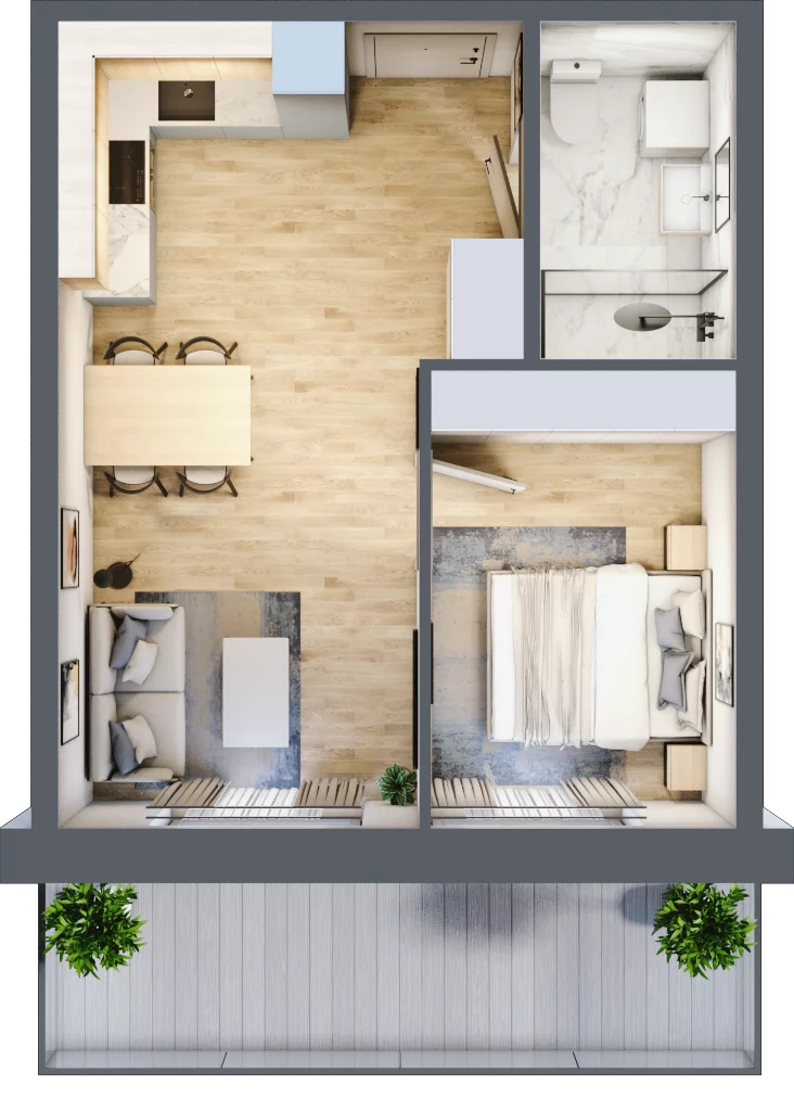2 pokoje, mieszkanie 35,55 m², piętro 1, oferta nr A.121, Perłowa Przystań Kołobrzeg Etap 2, Kołobrzeg, Osiedle Nr 7 Ogrody, Strefa Uzdrowiska, ul. Kołłątaja