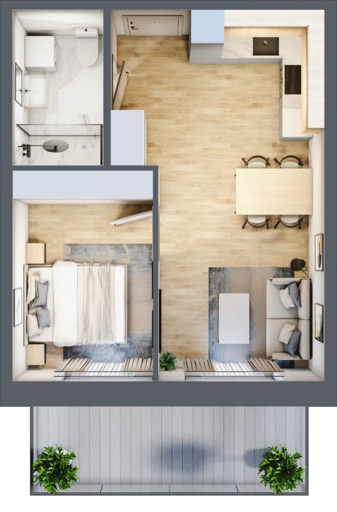 2 pokoje, mieszkanie 35,55 m², piętro 1, oferta nr A.122, Perłowa Przystań Kołobrzeg Etap 2, Kołobrzeg, Osiedle Nr 7 Ogrody, Strefa Uzdrowiska, ul. Kołłątaja