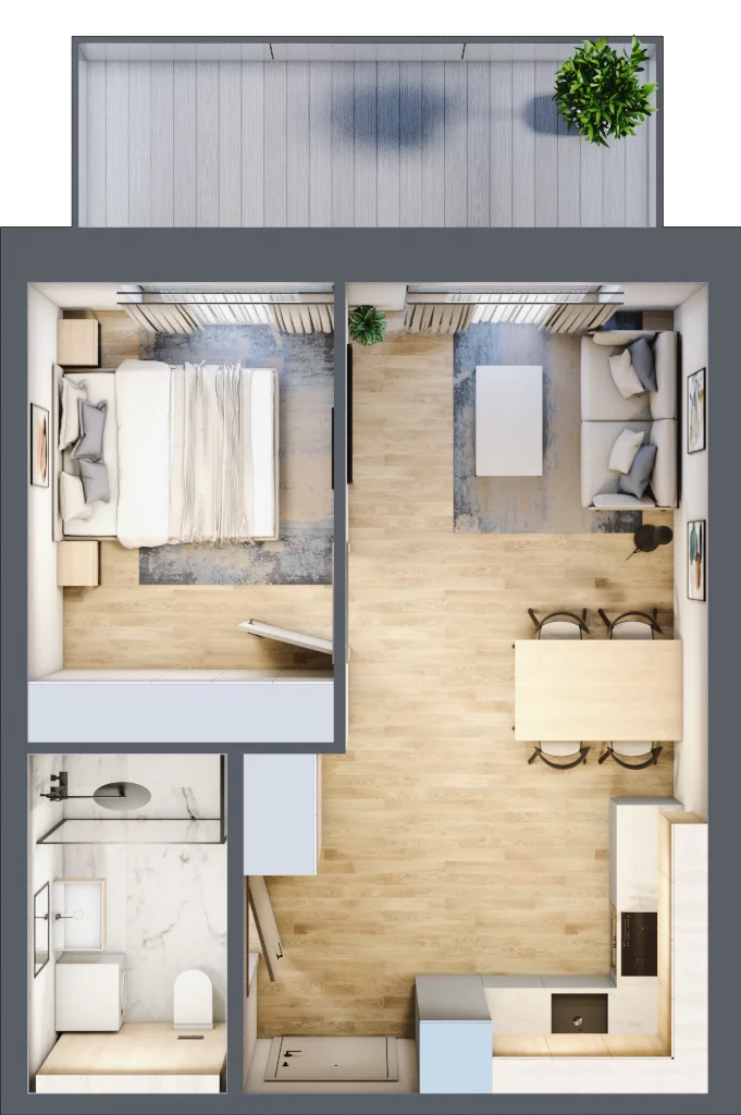 2 pokoje, mieszkanie 35,55 m², piętro 3, oferta nr A.306, Perłowa Przystań Kołobrzeg Etap 2, Kołobrzeg, Osiedle Nr 7 Ogrody, Strefa Uzdrowiska, ul. Kołłątaja