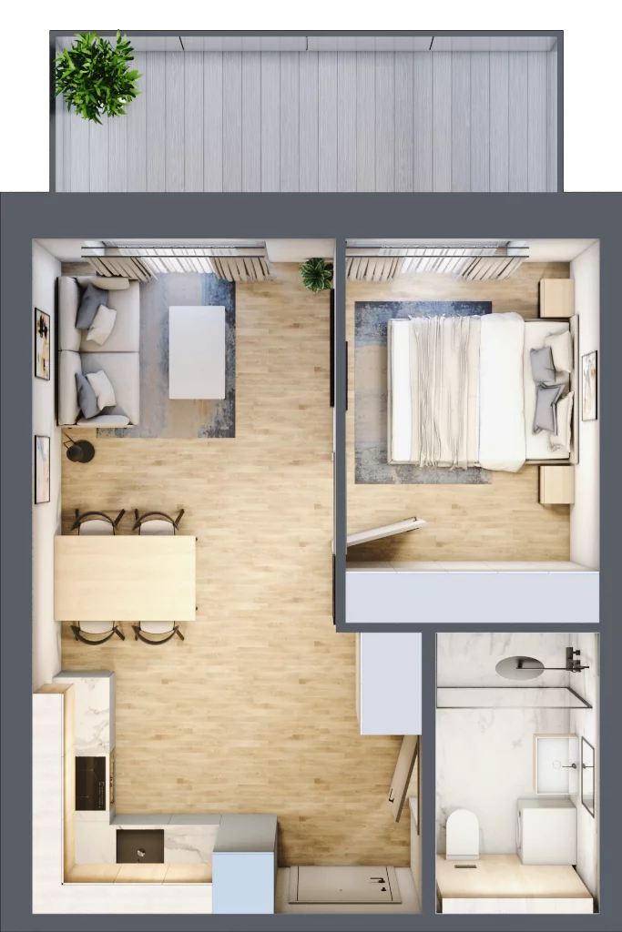 2 pokoje, mieszkanie 35,55 m², piętro 1, oferta nr A.103, Perłowa Przystań Kołobrzeg Etap 2, Kołobrzeg, Osiedle Nr 7 Ogrody, Strefa Uzdrowiska, ul. Kołłątaja