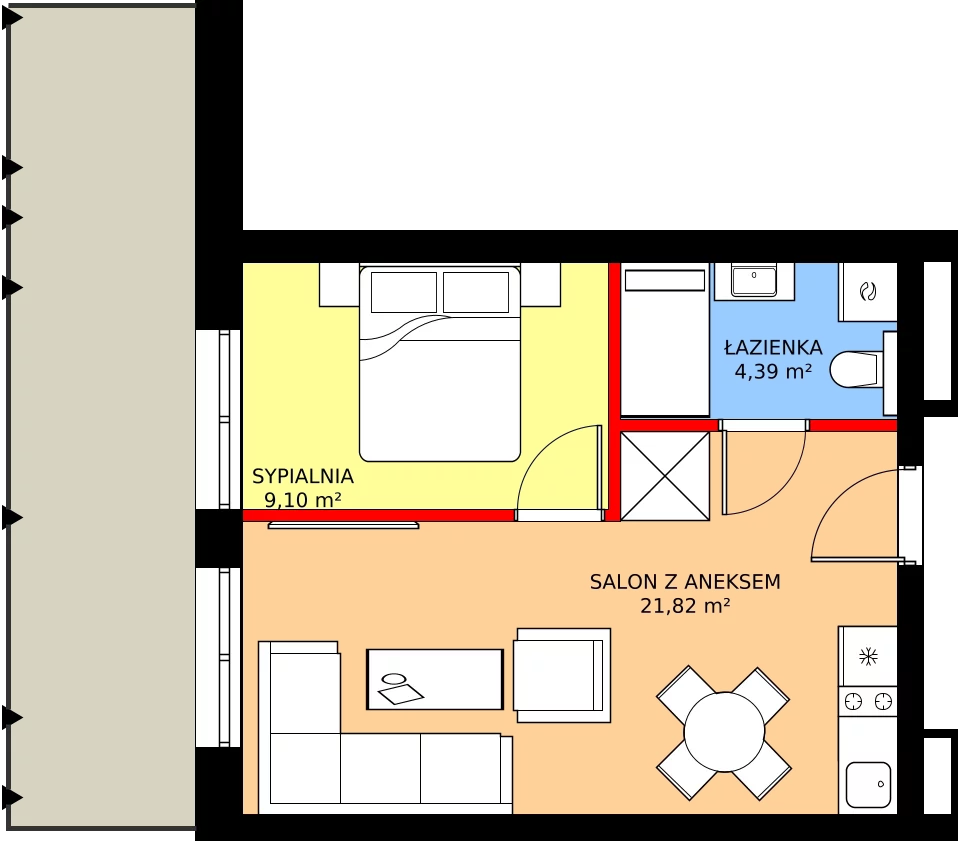 Zalety mieszkania 35.31 m², C.106 - widok na morze