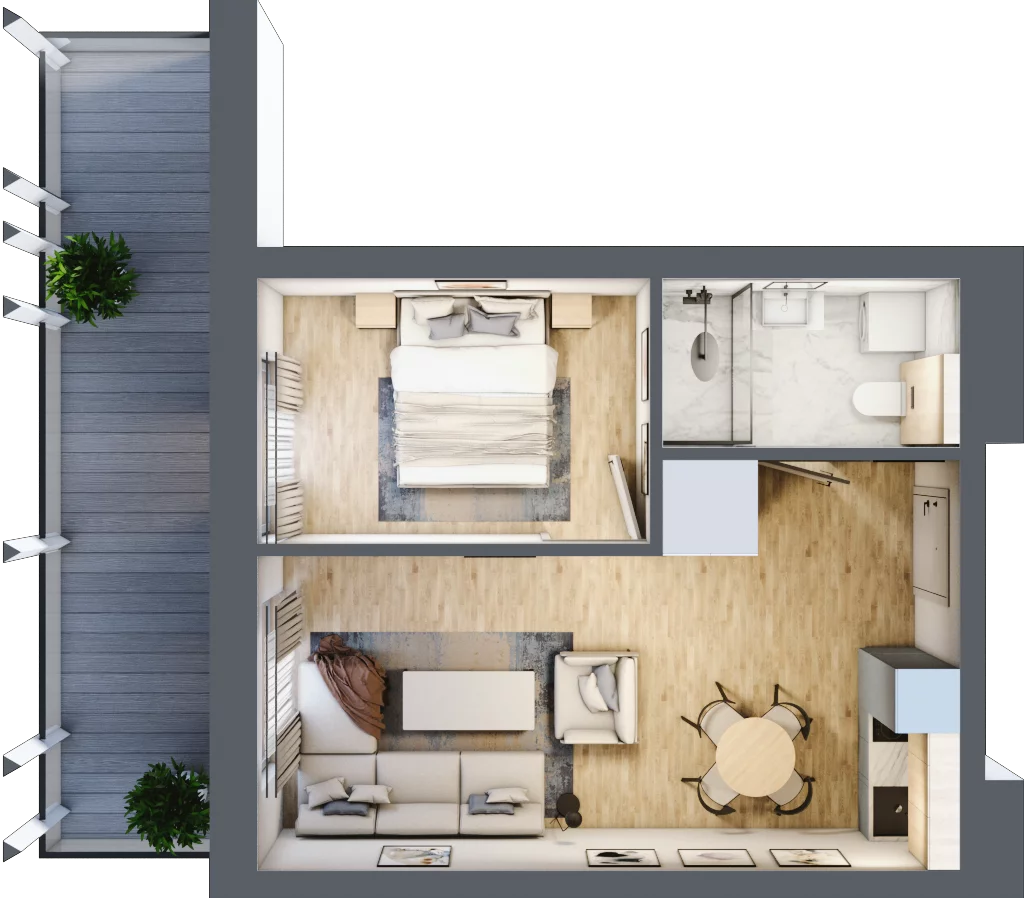2 pokoje, mieszkanie 35,31 m², piętro 1, oferta nr C.106, Perłowa Przystań Sianożęty etap III, Sianożęty, ul. Sztormowa