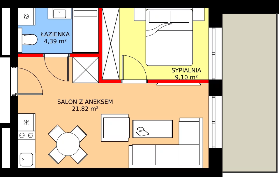Zalety mieszkania 35.31 m², C.413