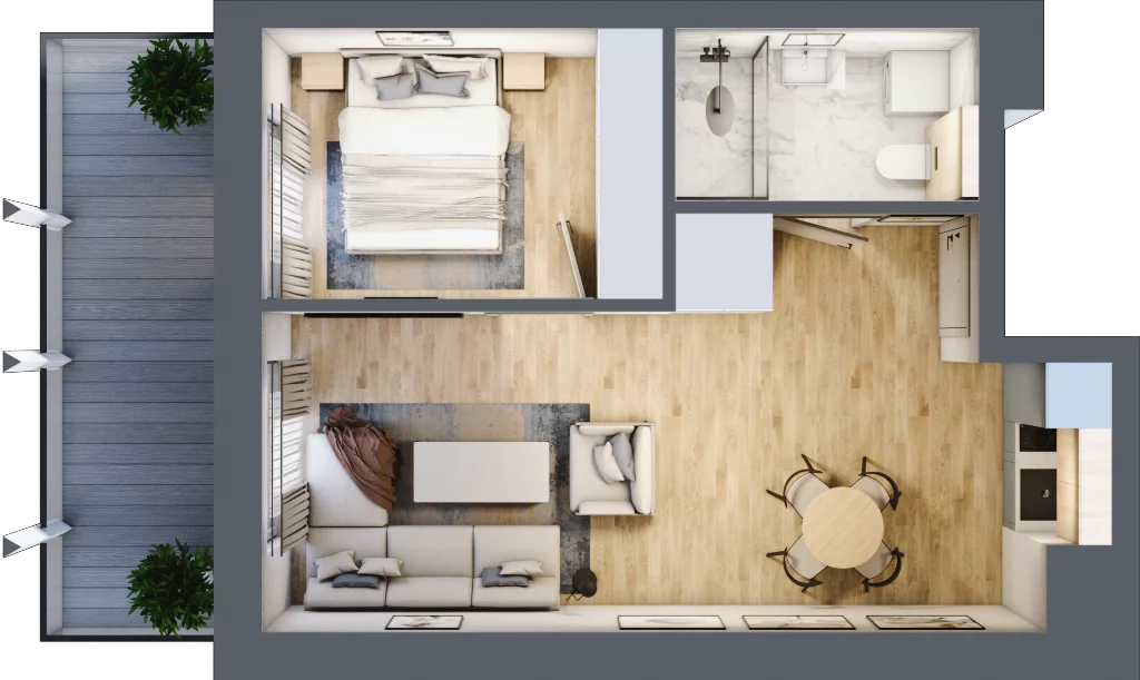 2 pokoje, mieszkanie 37,84 m², piętro 3, oferta nr C.304, Perłowa Przystań Sianożęty etap III, Sianożęty, ul. Sztormowa