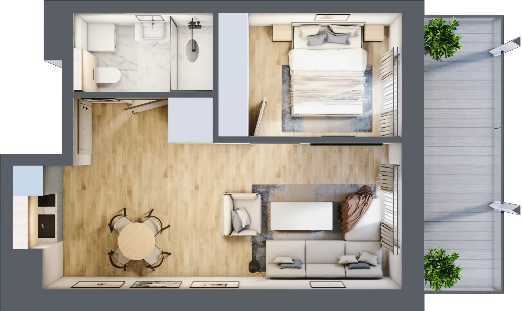2 pokoje, mieszkanie 37,84 m², piętro 2, oferta nr C.203, Perłowa Przystań Sianożęty etap III, Sianożęty, ul. Sztormowa