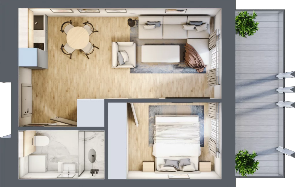 2 pokoje, mieszkanie 35,31 m², piętro 3, oferta nr C.302, Perłowa Przystań Sianożęty etap III, Sianożęty, ul. Sztormowa