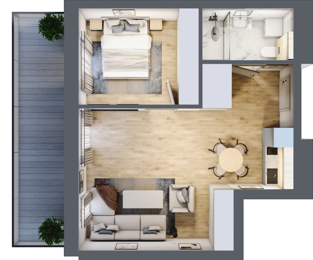 2 pokoje, mieszkanie 44,12 m², piętro 3, oferta nr C.307, Perłowa Przystań Sianożęty etap III, Sianożęty, ul. Sztormowa