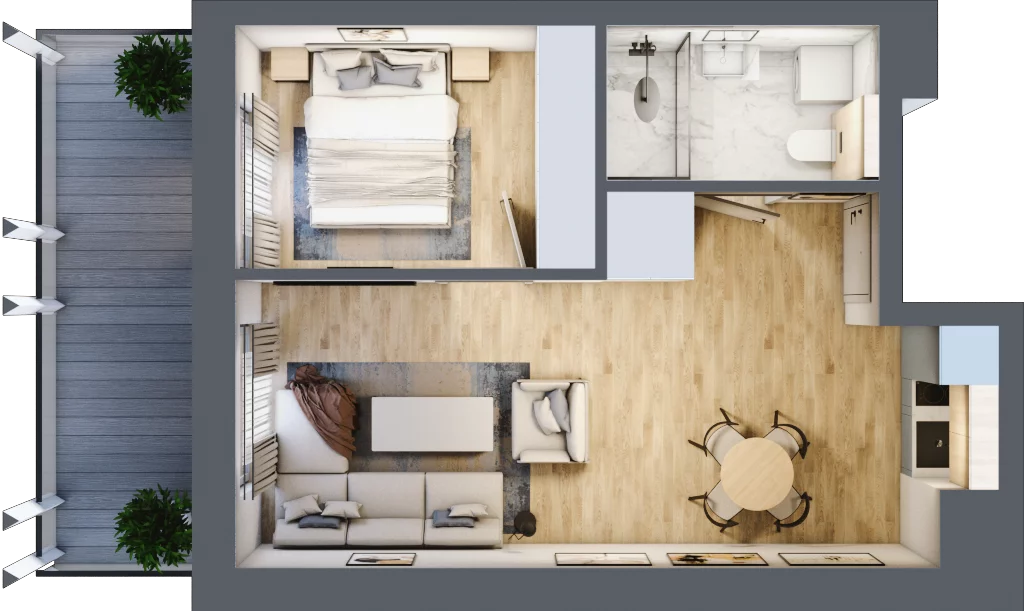 2 pokoje, mieszkanie 37,84 m², piętro 2, oferta nr C.204, Perłowa Przystań Sianożęty etap III, Sianożęty, ul. Sztormowa