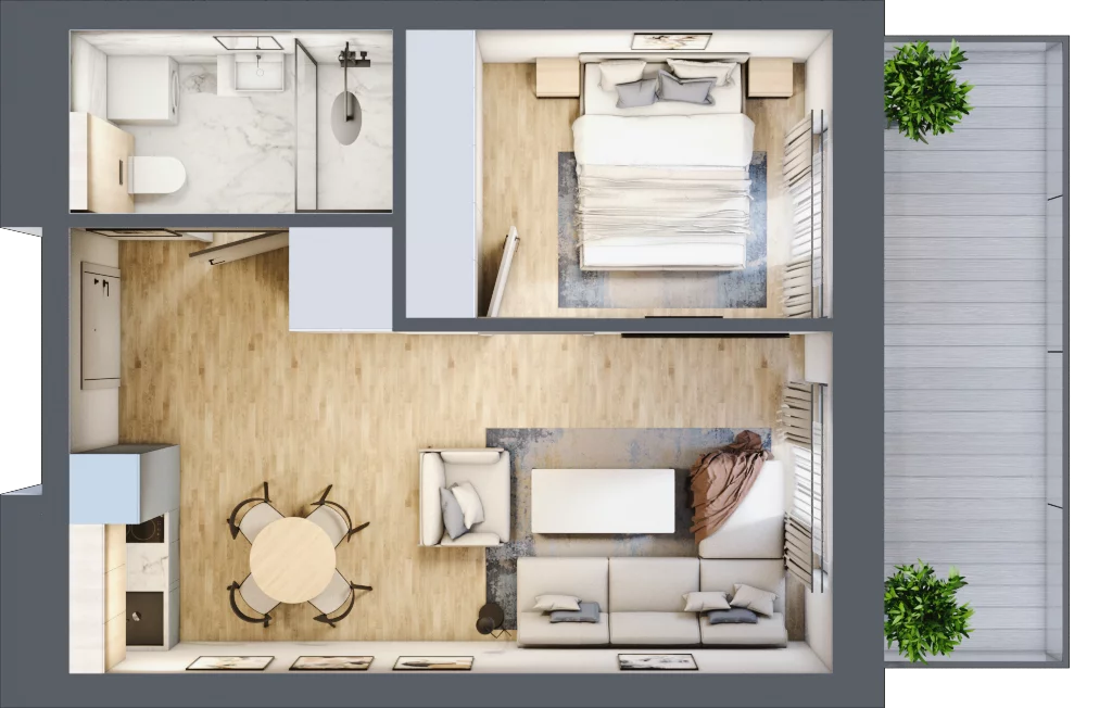 2 pokoje, mieszkanie 35,31 m², parter, oferta nr C.013, Perłowa Przystań Sianożęty etap III, Sianożęty, ul. Sztormowa
