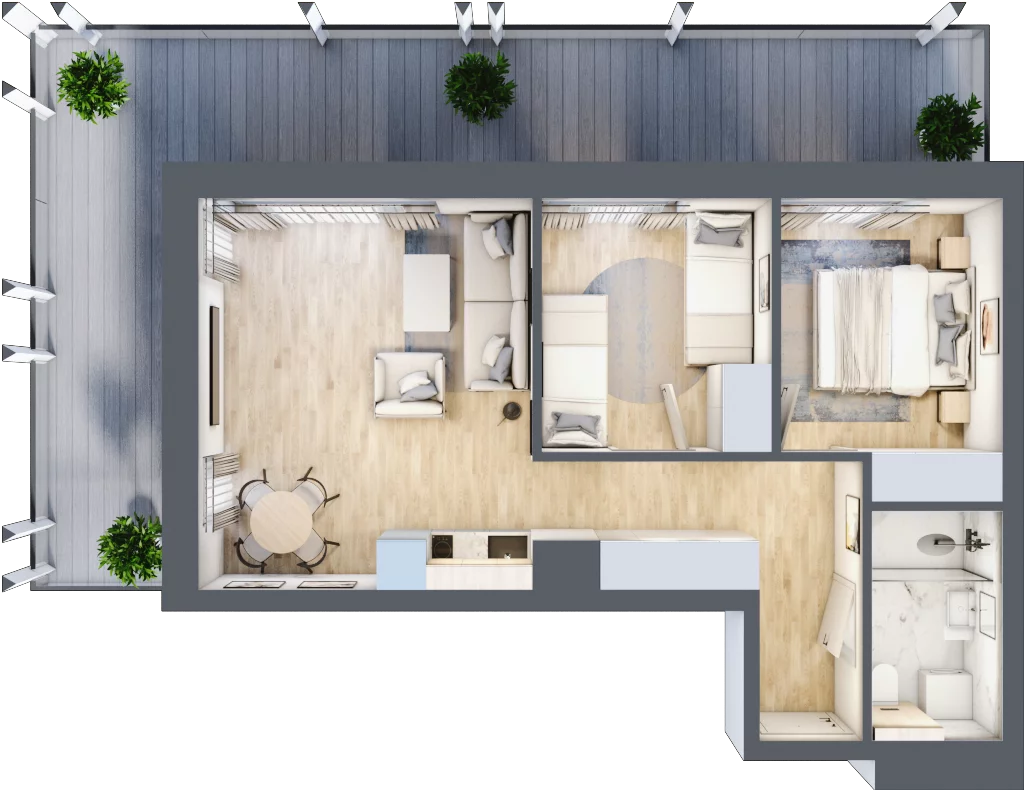 3 pokoje, mieszkanie 49,23 m², piętro 1, oferta nr C.111, Perłowa Przystań Sianożęty etap III, Sianożęty, ul. Sztormowa