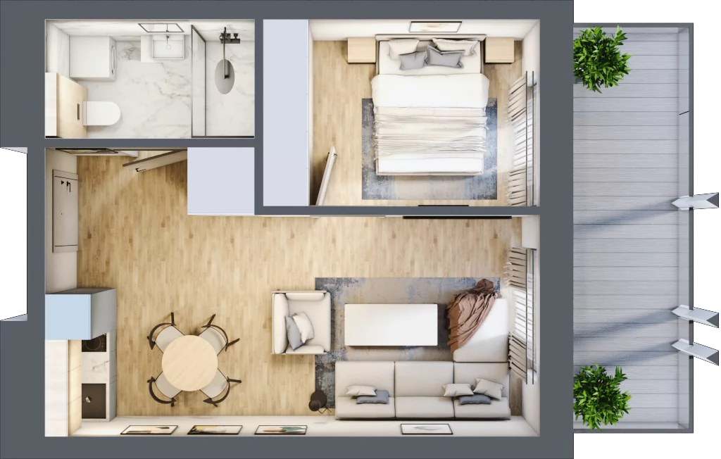 2 pokoje, mieszkanie 35,31 m², piętro 1, oferta nr C.113, Perłowa Przystań Sianożęty etap III, Sianożęty, ul. Sztormowa