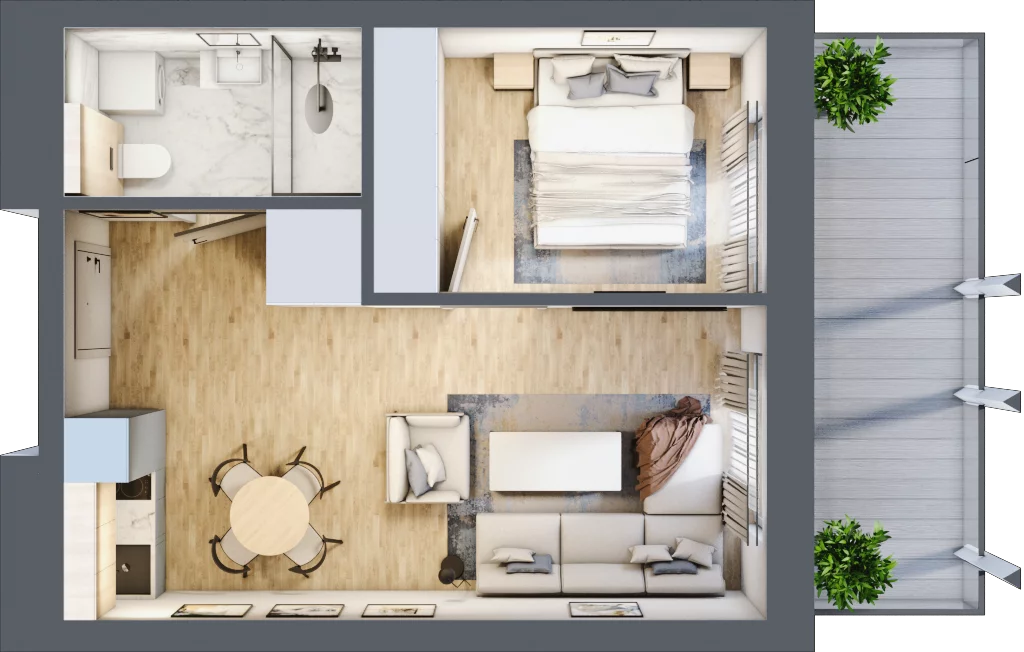 2 pokoje, mieszkanie 35,31 m², piętro 3, oferta nr C.313, Perłowa Przystań Sianożęty etap III, Sianożęty, ul. Sztormowa