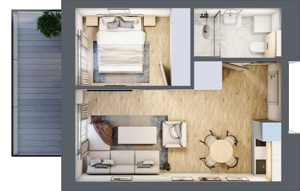 2 pokoje, mieszkanie 35,31 m², parter, oferta nr C.007, Perłowa Przystań Sianożęty etap III, Sianożęty, ul. Sztormowa