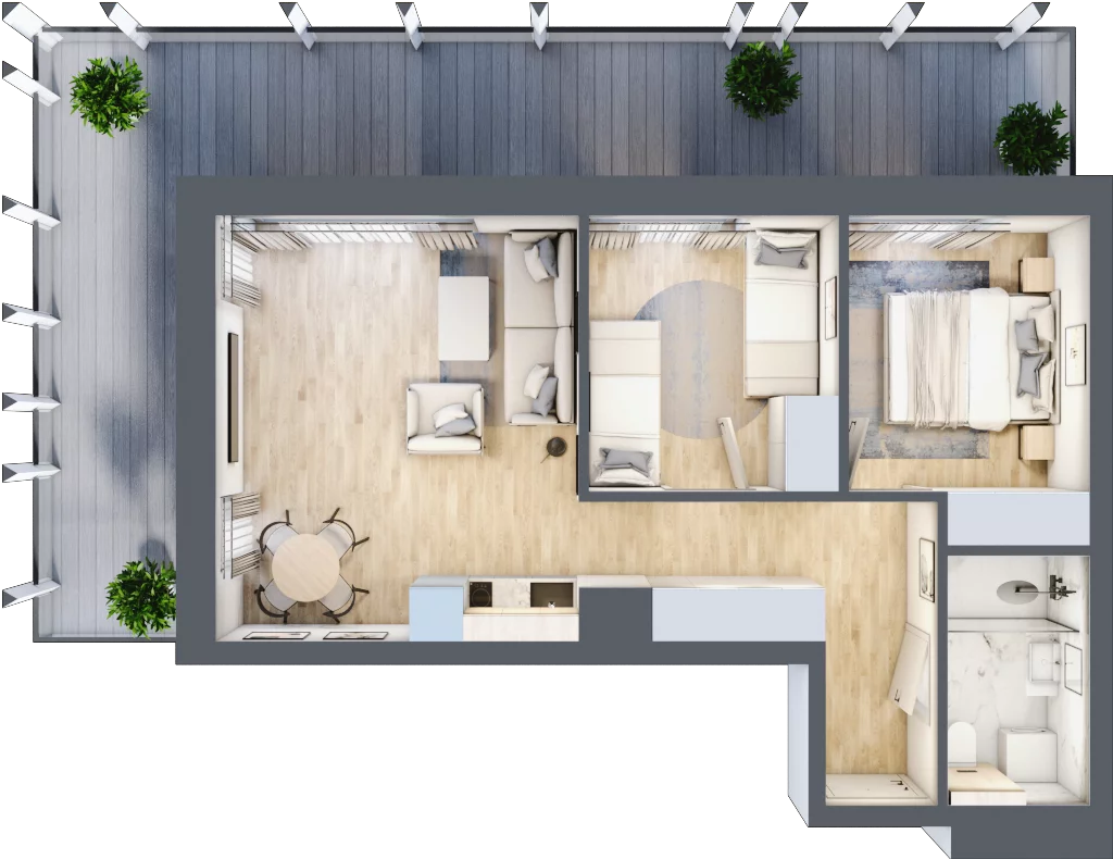 3 pokoje, mieszkanie 49,23 m², piętro 2, oferta nr C.211, Perłowa Przystań Sianożęty etap III, Sianożęty, ul. Sztormowa