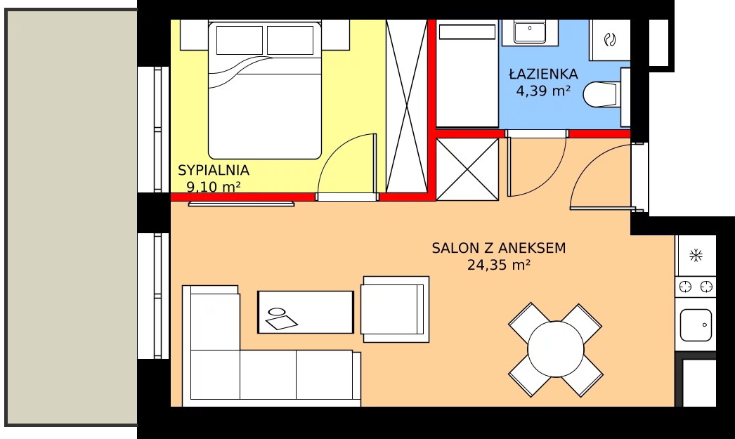 Zalety mieszkania 37.84 m², C.004 - widok na morze