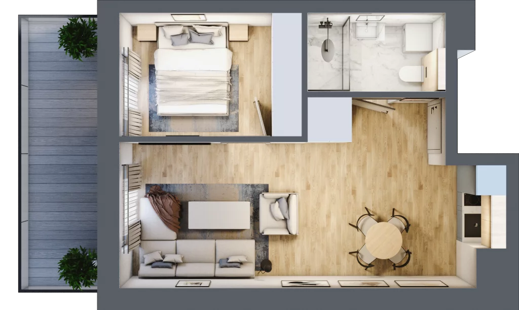 2 pokoje, mieszkanie 37,84 m², parter, oferta nr C.004, Perłowa Przystań Sianożęty etap III, Sianożęty, ul. Sztormowa
