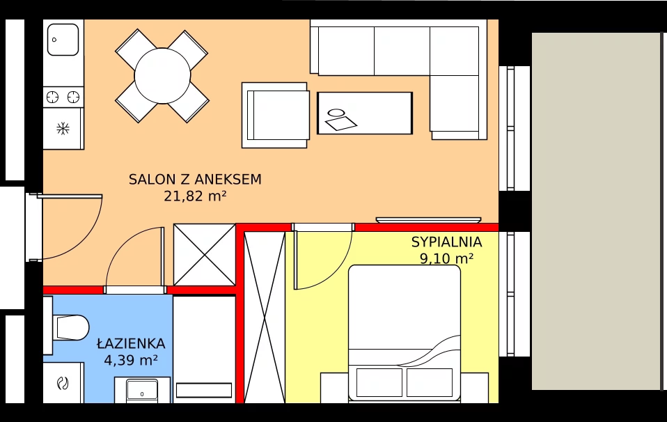 Zalety mieszkania 35.31 m², C.402