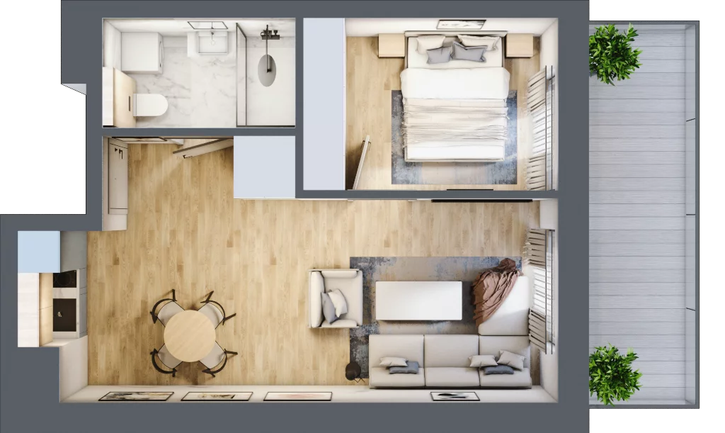 2 pokoje, mieszkanie 37,84 m², piętro 3, oferta nr C.303, Perłowa Przystań Sianożęty etap III, Sianożęty, ul. Sztormowa