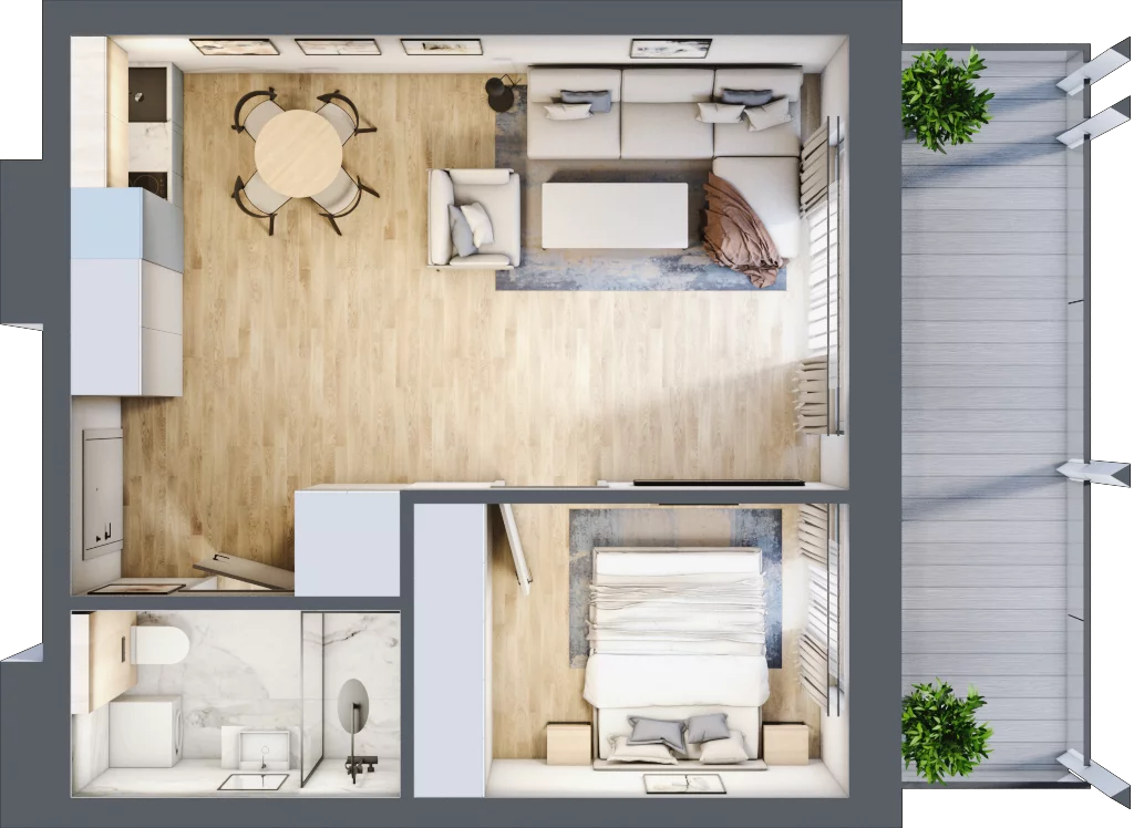 2 pokoje, mieszkanie 41,22 m², piętro 1, oferta nr C.101, Perłowa Przystań Sianożęty etap III, Sianożęty, ul. Sztormowa