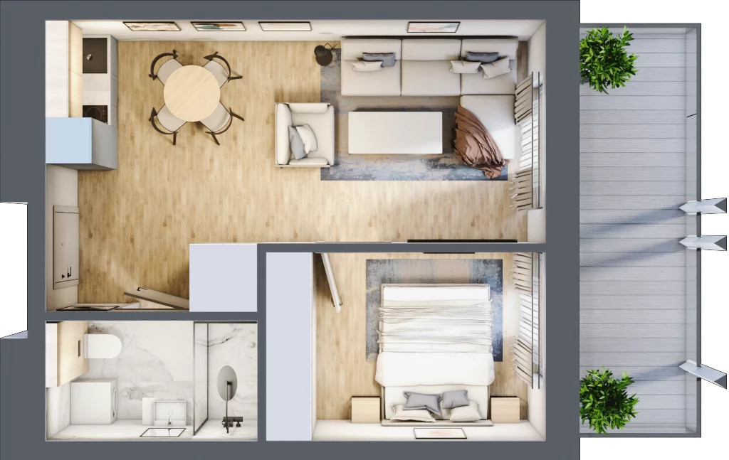 2 pokoje, mieszkanie 35,31 m², piętro 1, oferta nr C.102, Perłowa Przystań Sianożęty etap III, Sianożęty, ul. Sztormowa