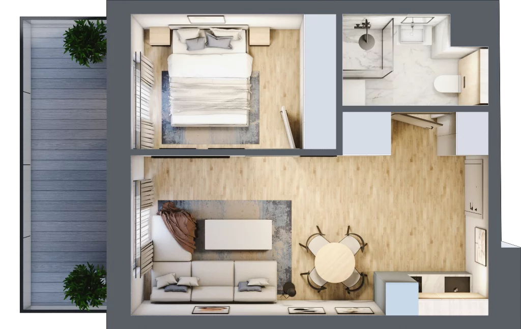 2 pokoje, mieszkanie 34,89 m², parter, oferta nr C.009, Perłowa Przystań Sianożęty etap III, Sianożęty, ul. Sztormowa