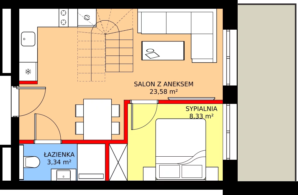 Zalety mieszkania 63.01 m², C.412 - widok na morze