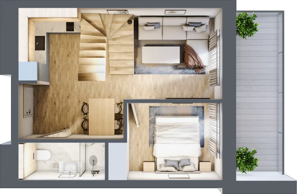 2 pokoje, mieszkanie 63,01 m², piętro 4, oferta nr C.412, Perłowa Przystań Sianożęty etap III, Sianożęty, ul. Sztormowa